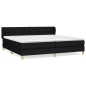 vidaXL Cama box spring con colchón tela negro 200x200 cm