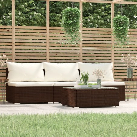 vidaXL Set muebles de jardín 4 piezas y cojines ratán sintético marrón