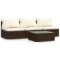 vidaXL Set muebles de jardín 4 piezas y cojines ratán sintético marrón vidaXL Set muebles de jardín 4 piezas y cojines ratán sintético marrón