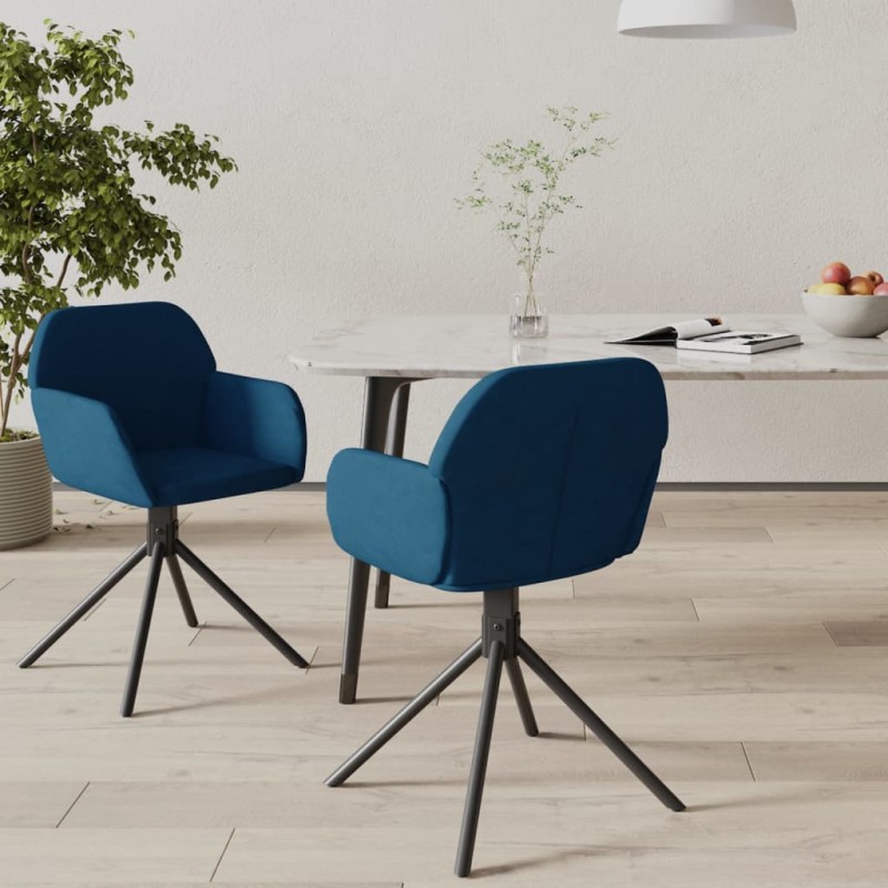 vidaXL Sillas de comedor giratorias 2 uds terciopelo azul