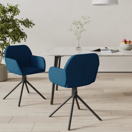 vidaXL Sillas de comedor giratorias 2 uds terciopelo azul
