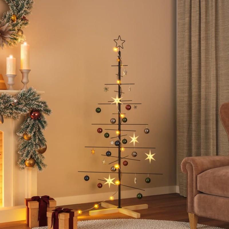 vidaXL Árbol de Navidad metal negro con base de madera 150 cm vidaXL Árbol de Navidad metal negro con base de madera 150 cm