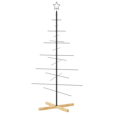 vidaXL Árbol de Navidad metal negro con base de madera 150 cm