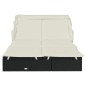 vidaXL Tumbona 2 personas toldo plegable ratán PE negro 213x118x97 cm vidaXL Tumbona 2 personas toldo plegable ratán PE negro 213x118x97 cm