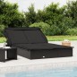 vidaXL Tumbona 2 personas toldo plegable ratán PE negro 213x118x97 cm vidaXL Tumbona 2 personas toldo plegable ratán PE negro 213x118x97 cm