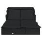 vidaXL Tumbona 2 personas toldo plegable ratán PE negro 213x118x97 cm vidaXL Tumbona 2 personas toldo plegable ratán PE negro 213x118x97 cm