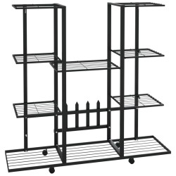 vidaXL Soporte para flores con ruedas hierro negro 94,5x24,5x91,5 cm