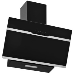vidaXL Campana extractora acero inoxidable vidrio templado negro 60 cm