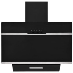 vidaXL Campana extractora acero inoxidable vidrio templado negro 60 cm