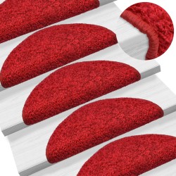 vidaXL Alfombras de peldaños de escalera 15 uds rojo 65x21x4 cm