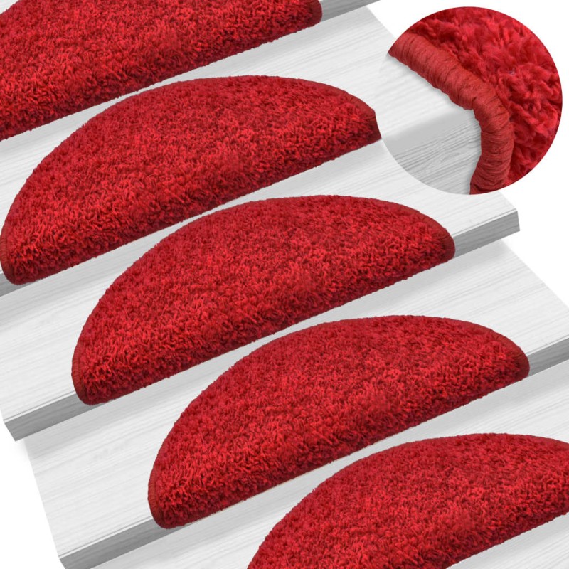 vidaXL Alfombras de peldaños de escalera 15 uds rojo 65x21x4 cm vidaXL Alfombras de peldaños de escalera 15 uds rojo 65x21x4 cm