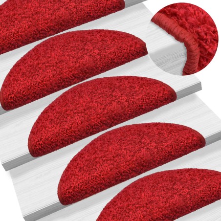 vidaXL Alfombras de peldaños de escalera 15 uds rojo 65x21x4 cm