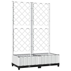 vidaXL Jardinera con enrejado PP blanco 80x40x121,5 cm