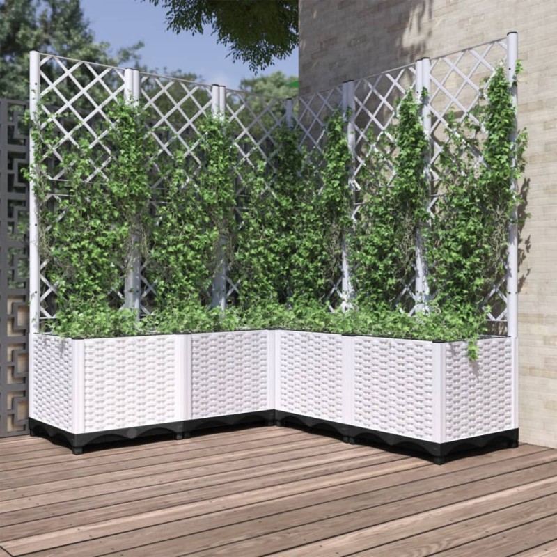 vidaXL Jardinera con enrejado PP blanco 120x120x136 cm vidaXL Jardinera con enrejado PP blanco 120x120x136 cm