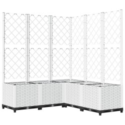 vidaXL Jardinera con enrejado PP blanco 120x120x136 cm