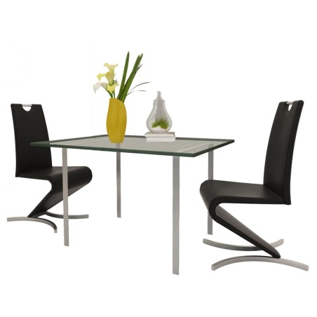 vidaXL Sillas de comedor 2 unidades cuero sintético negro