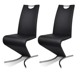 vidaXL Sillas de comedor 2 unidades cuero sintético negro