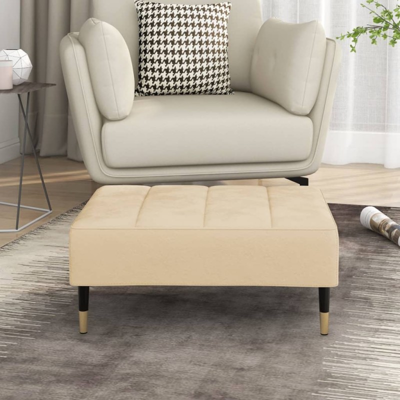 vidaXL Reposapiés de terciopelo crema 78x56x32 cm vidaXL Reposapiés de terciopelo crema 78x56x32 cm