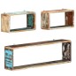 vidaXL Juego de estantes cubo de pared 3 pzas madera maciza reciclada vidaXL Juego de estantes cubo de pared 3 pzas madera maciza reciclada