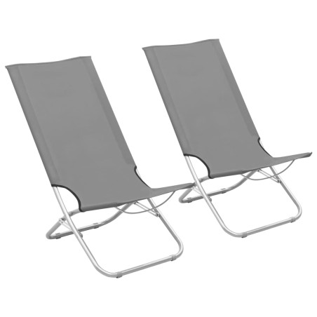 vidaXL Sillas de playa plegables 2 unidades tela gris
