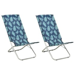 vidaXL Sillas de playa plegables 2 uds tela con estampado de hojas