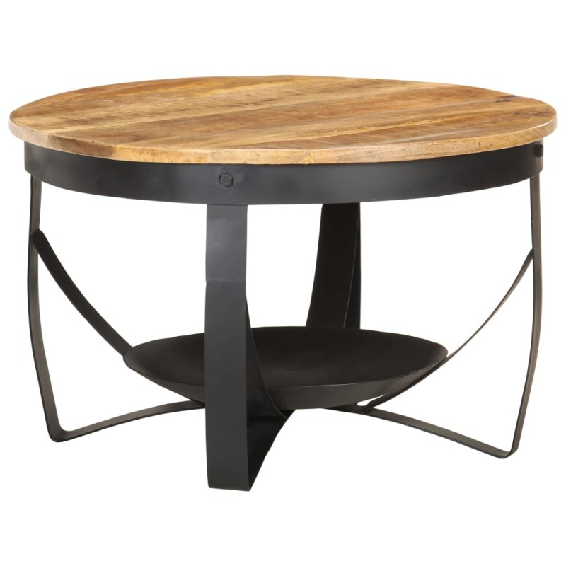 vidaXL Mesa de centro de madera de mango rugosa Ø68x43 cm vidaXL Mesa de centro de madera de mango rugosa Ø68x43 cm