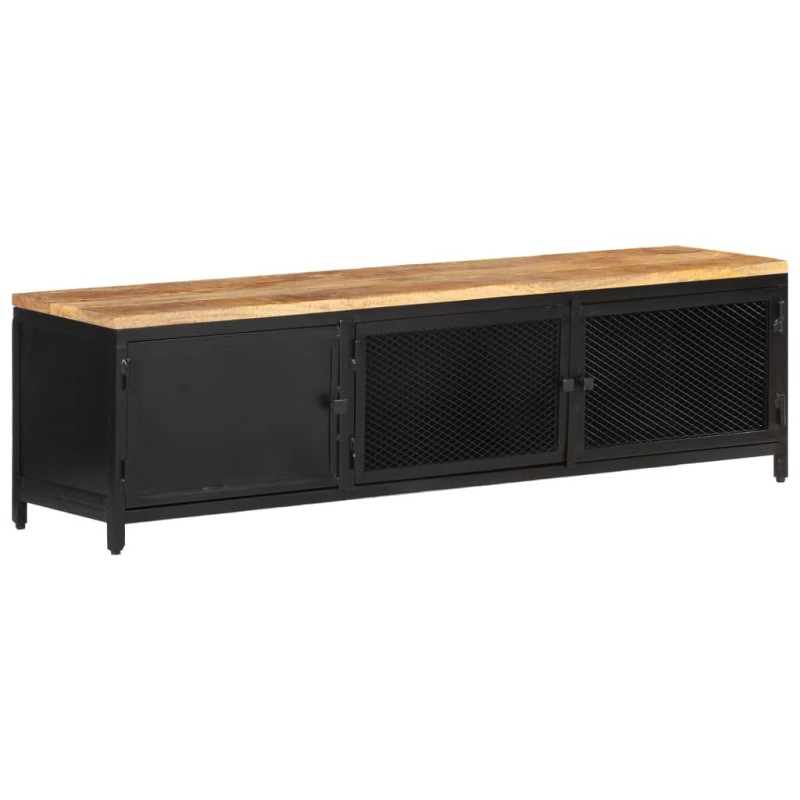 vidaXL Mueble para TV de madera maciza de mango rugosa 130x30x37 cm