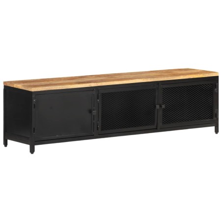 vidaXL Mueble para TV de madera maciza de mango rugosa 130x30x37 cm