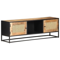 vidaXL Mueble para TV madera mango rugosa y caña natural 120x30x40 cm