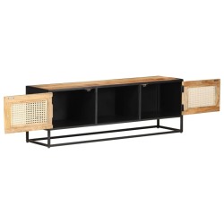 vidaXL Mueble para TV madera mango rugosa y caña natural 120x30x40 cm