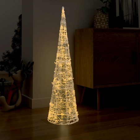 vidaXL Pirámide decorativa cono acrílico luces LED blanco cálido 120cm