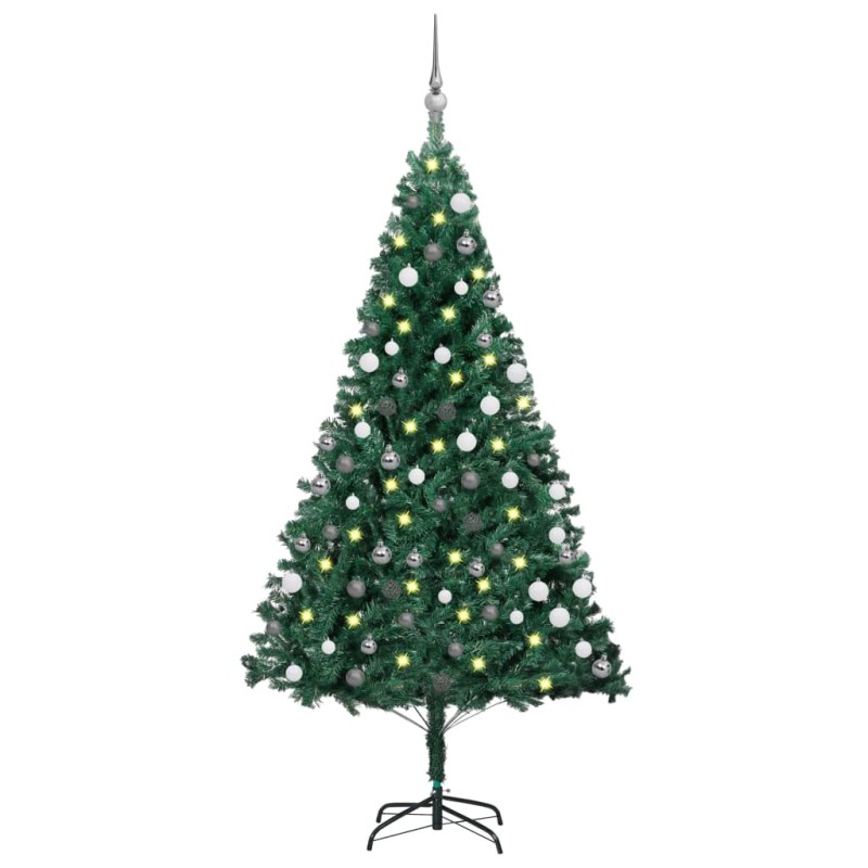 vidaXL Árbol de Navidad preiluminado con luces y bolas verde 120 cm vidaXL Árbol de Navidad preiluminado con luces y bolas verde 120 cm