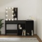 vidaXL Tocador con LED y armario madera contrachapada negro vidaXL Tocador con LED y armario madera contrachapada negro