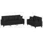 vidaXL Juego de sofás con cojines 2 piezas cuero sintético negro vidaXL Juego de sofás con cojines 2 piezas cuero sintético negro