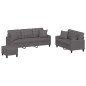 vidaXL Juego de sofás con cojines 3 piezas cuero sintético gris vidaXL Juego de sofás con cojines 3 piezas cuero sintético gris