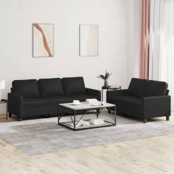 vidaXL Juego de sofás con cojines 2 piezas cuero sintético negro