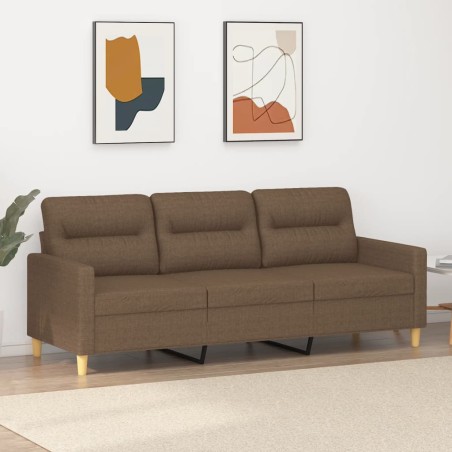 vidaXL Sofá de 3 plazas de tela marrón 180 cm