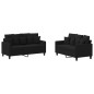 vidaXL Juego de sofás con cojines 2 piezas tela negro vidaXL Juego de sofás con cojines 2 piezas tela negro