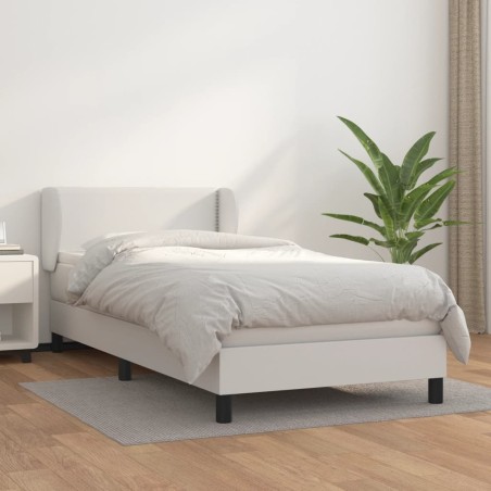 vidaXL Cama box spring con colchón cuero sintético blanco 90x190 cm