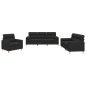 vidaXL Juego de sofás con cojines 3 piezas tela negro vidaXL Juego de sofás con cojines 3 piezas tela negro