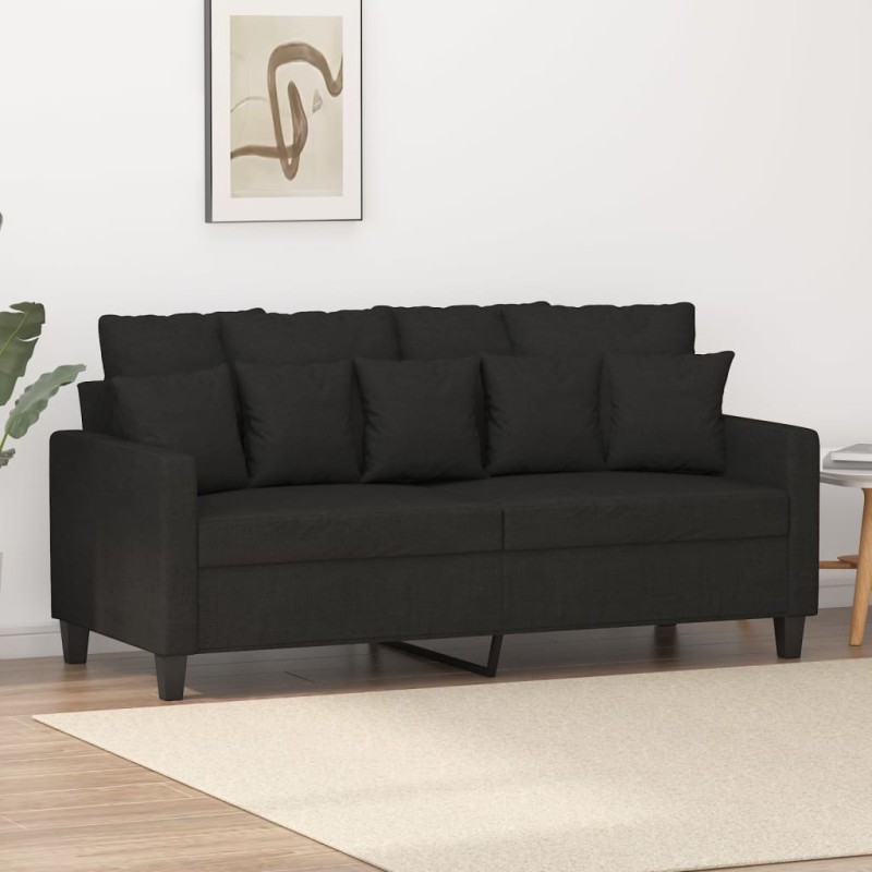 vidaXL Sofá de 2 plazas de tela negro 140 cm vidaXL Sofá de 2 plazas de tela negro 140 cm