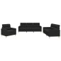 vidaXL Juego de sofás con cojines 3 piezas tela negro vidaXL Juego de sofás con cojines 3 piezas tela negro