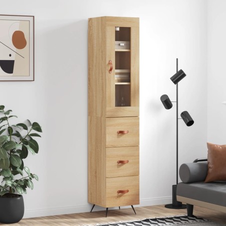 vidaXL Aparador de madera contrachapada roble Sonoma 34,5x34x180 cm