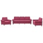 vidaXL Juego de sofás con cojines 3 piezas terciopelo rojo tinto vidaXL Juego de sofás con cojines 3 piezas terciopelo rojo tinto