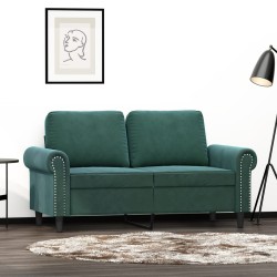 vidaXL Sofá de 2 plazas de terciopelo verde oscuro 120 cm