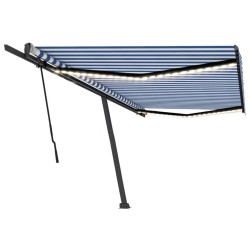 vidaXL Toldo manual retráctil con LED azul y blanco 500x300 cm