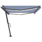 vidaXL Toldo manual retráctil con LED azul y blanco 500x300 cm vidaXL Toldo manual retráctil con LED azul y blanco 500x300 cm