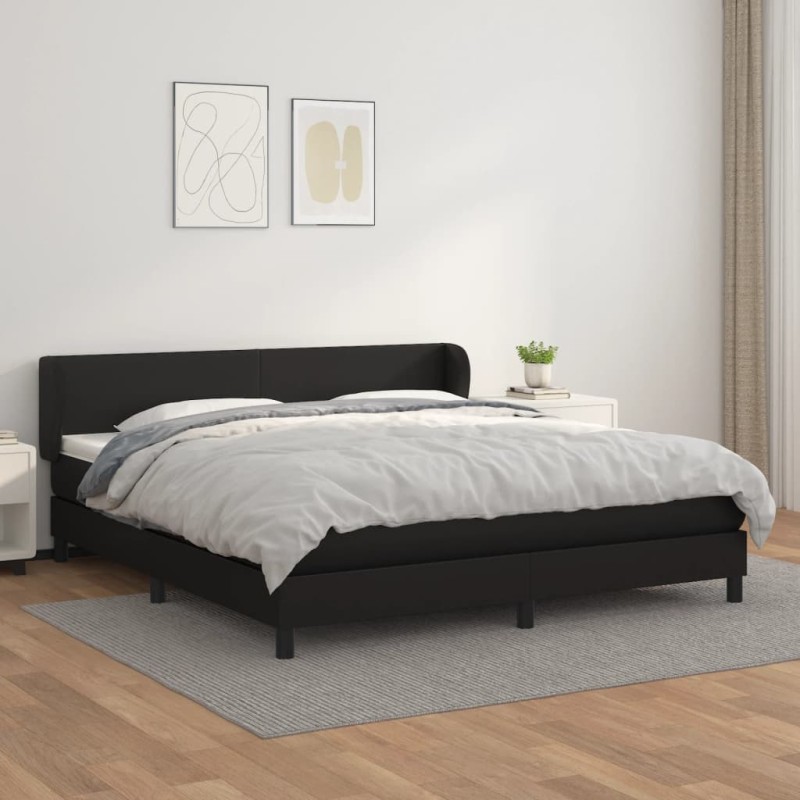 vidaXL Cama box spring con colchón cuero sintético negro 180x200 cm vidaXL Cama box spring con colchón cuero sintético negro 180x200 cm