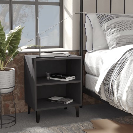 vidaXL Mesitas de noche con patas de metal 2 uds gris 40x30x50 cm