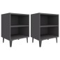 vidaXL Mesitas de noche con patas de metal 2 uds gris 40x30x50 cm vidaXL Mesitas de noche con patas de metal 2 uds gris 40x30x50 cm